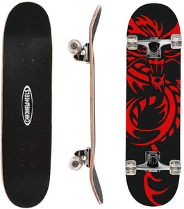 ChromeWheels 31 inch Skateboard Complete Longboard Double Kick Skate Board Cruiser 8 Layer Maple Deck for Extreme Sports and Outdoors
